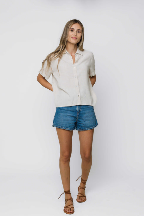 Nina-Roll Cuff Short Sleeve Shirt